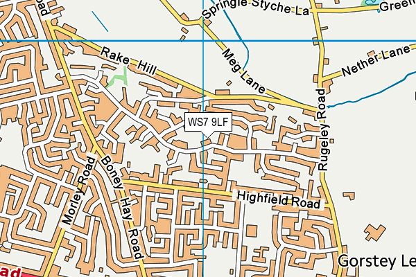 WS7 9LF map - OS VectorMap District (Ordnance Survey)