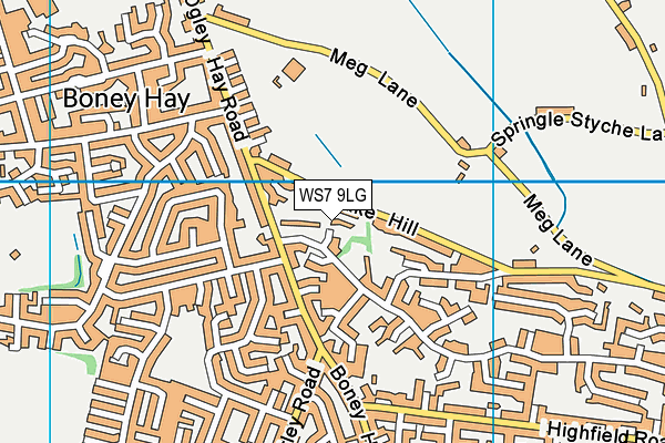 WS7 9LG map - OS VectorMap District (Ordnance Survey)