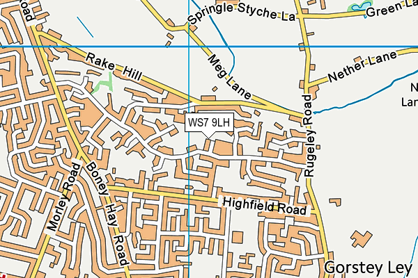 WS7 9LH map - OS VectorMap District (Ordnance Survey)