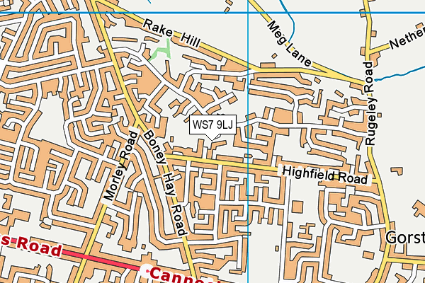 WS7 9LJ map - OS VectorMap District (Ordnance Survey)