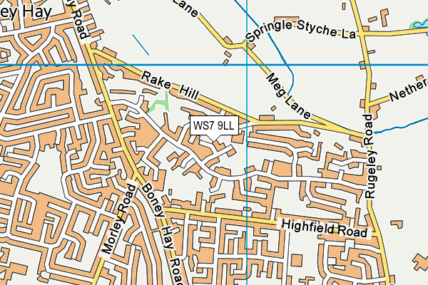 WS7 9LL map - OS VectorMap District (Ordnance Survey)