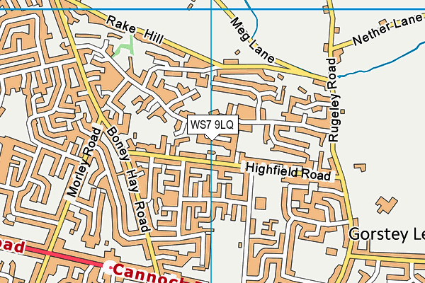 WS7 9LQ map - OS VectorMap District (Ordnance Survey)