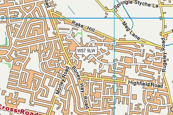 WS7 9LW map - OS VectorMap District (Ordnance Survey)