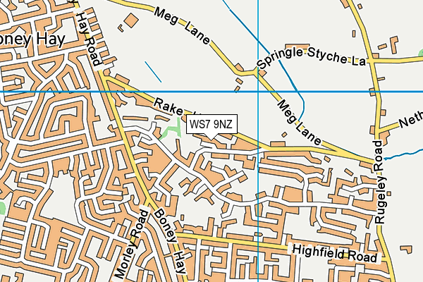 WS7 9NZ map - OS VectorMap District (Ordnance Survey)