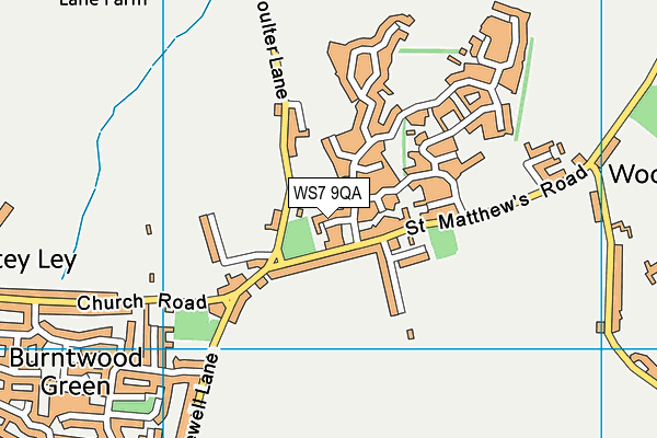 WS7 9QA map - OS VectorMap District (Ordnance Survey)