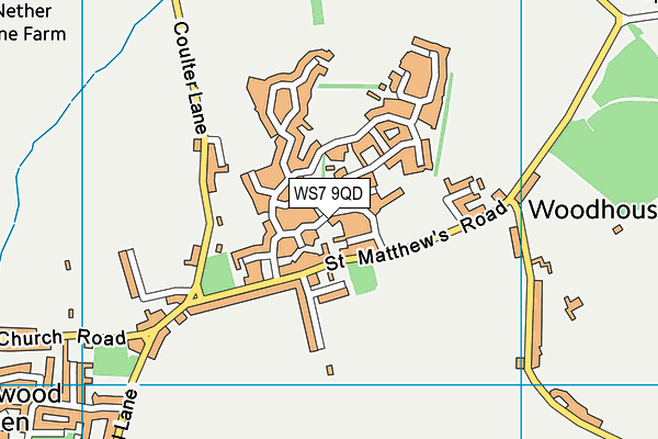 WS7 9QD map - OS VectorMap District (Ordnance Survey)