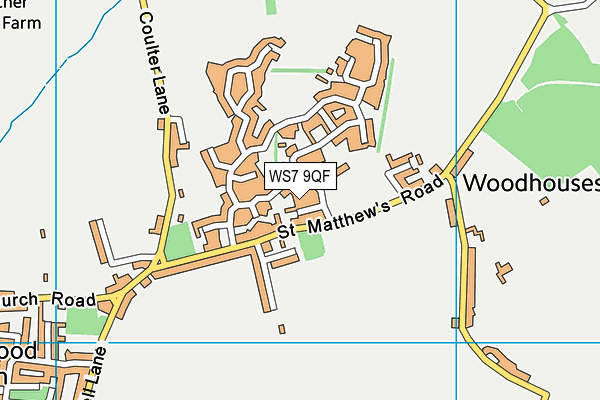 WS7 9QF map - OS VectorMap District (Ordnance Survey)