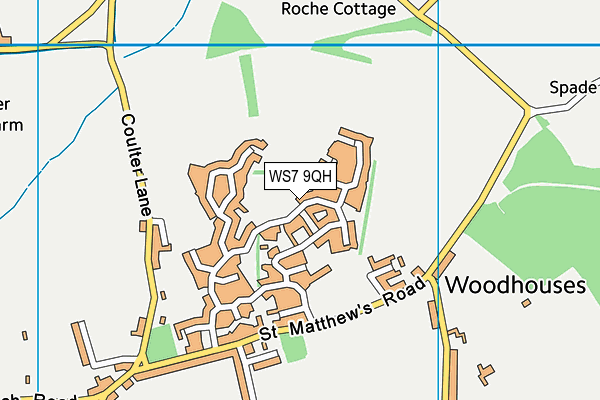 Burntwood St Matthews Cricket Club map (WS7 9QH) - OS VectorMap District (Ordnance Survey)