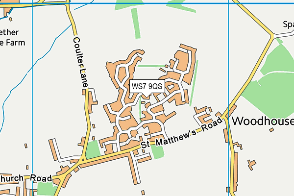 WS7 9QS map - OS VectorMap District (Ordnance Survey)