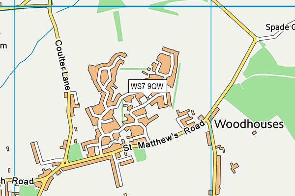 WS7 9QW map - OS VectorMap District (Ordnance Survey)