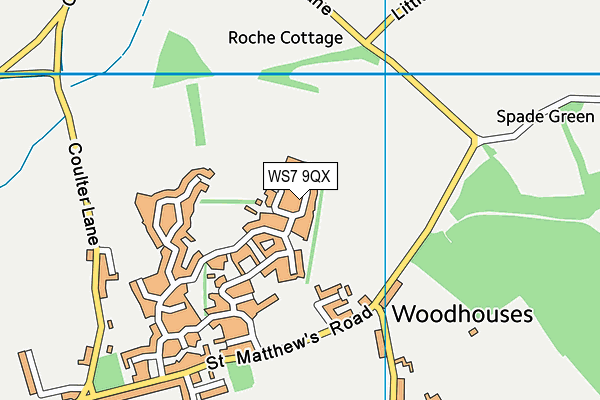 WS7 9QX map - OS VectorMap District (Ordnance Survey)