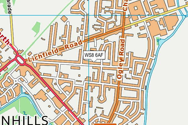 WS8 6AF map - OS VectorMap District (Ordnance Survey)