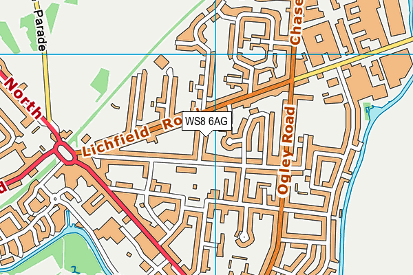 WS8 6AG map - OS VectorMap District (Ordnance Survey)