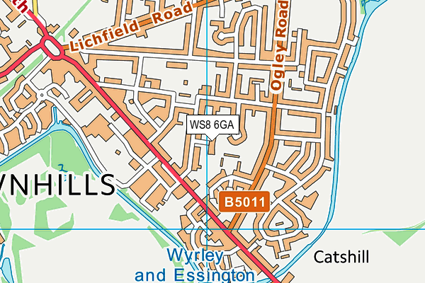 WS8 6GA map - OS VectorMap District (Ordnance Survey)