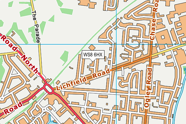 St Bernadette's Catholic Primary School map (WS8 6HX) - OS VectorMap District (Ordnance Survey)