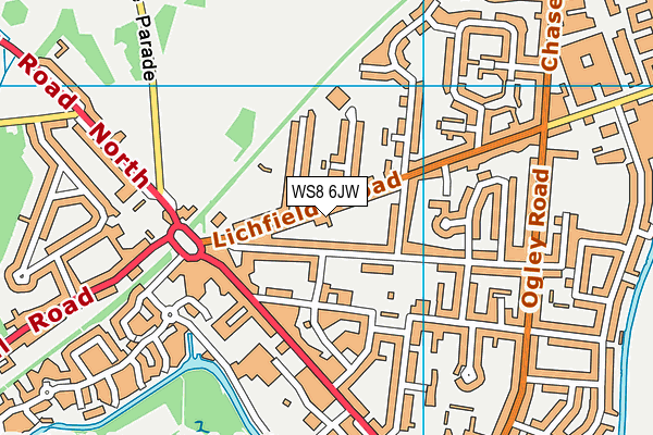 WS8 6JW map - OS VectorMap District (Ordnance Survey)