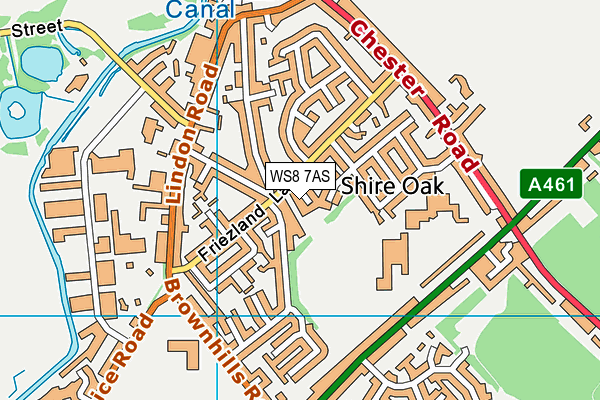 WS8 7AS map - OS VectorMap District (Ordnance Survey)