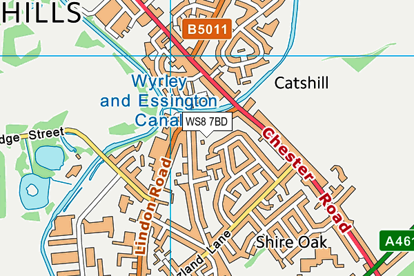 WS8 7BD map - OS VectorMap District (Ordnance Survey)