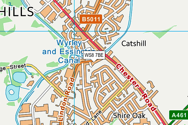 WS8 7BE map - OS VectorMap District (Ordnance Survey)