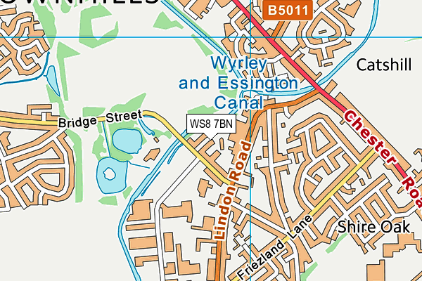 WS8 7BN map - OS VectorMap District (Ordnance Survey)