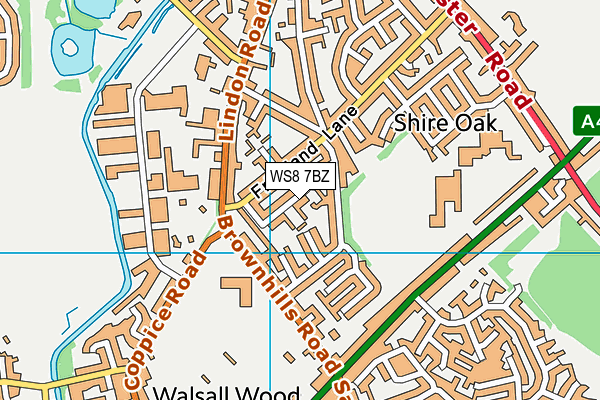WS8 7BZ map - OS VectorMap District (Ordnance Survey)