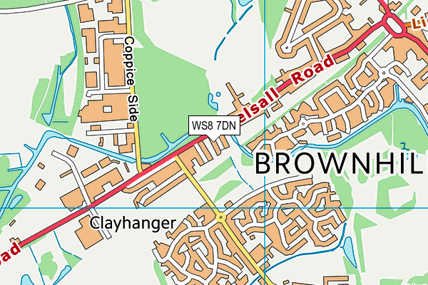 WS8 7DN map - OS VectorMap District (Ordnance Survey)