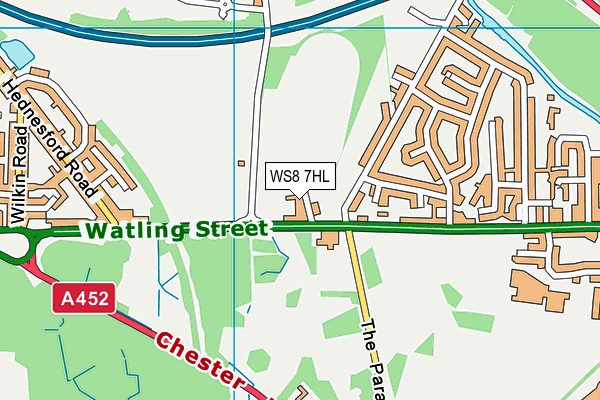 WS8 7HL map - OS VectorMap District (Ordnance Survey)