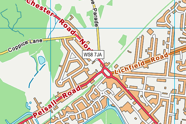 WS8 7JA map - OS VectorMap District (Ordnance Survey)