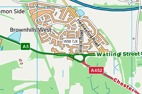 WS8 7JX map - OS VectorMap District (Ordnance Survey)