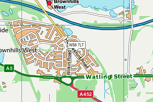 WS8 7LT map - OS VectorMap District (Ordnance Survey)