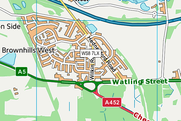 WS8 7LX map - OS VectorMap District (Ordnance Survey)