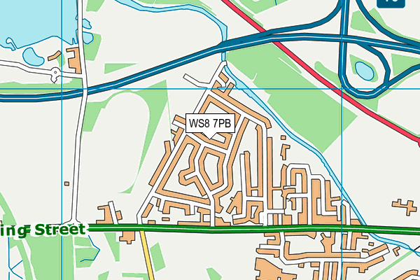 WS8 7PB map - OS VectorMap District (Ordnance Survey)