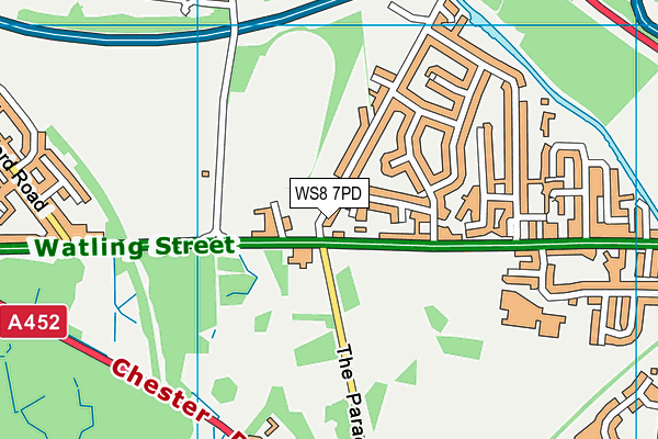 WS8 7PD map - OS VectorMap District (Ordnance Survey)