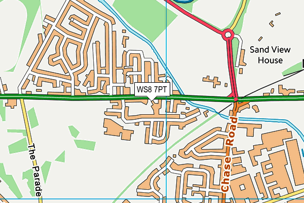 WS8 7PT map - OS VectorMap District (Ordnance Survey)