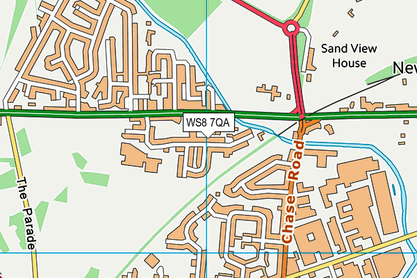 WS8 7QA map - OS VectorMap District (Ordnance Survey)