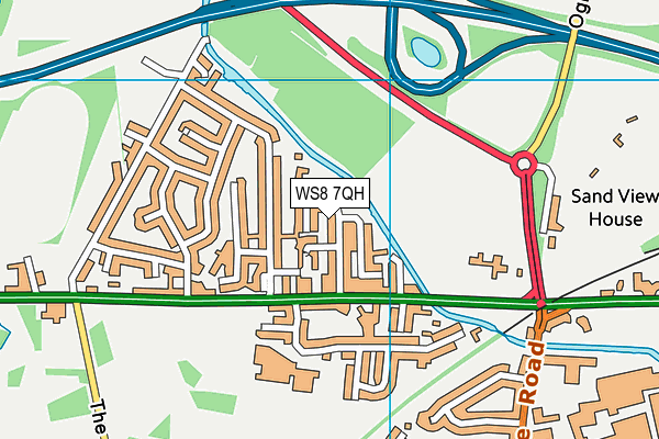 WS8 7QH map - OS VectorMap District (Ordnance Survey)