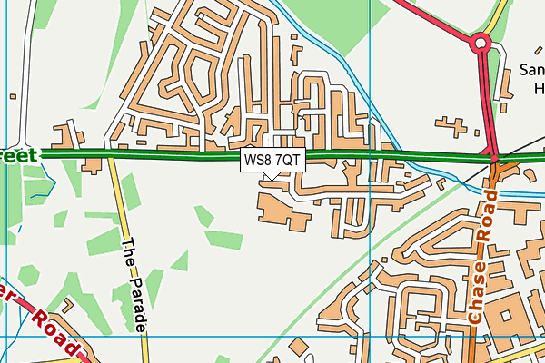 WS8 7QT map - OS VectorMap District (Ordnance Survey)