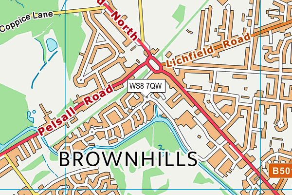 WS8 7QW map - OS VectorMap District (Ordnance Survey)