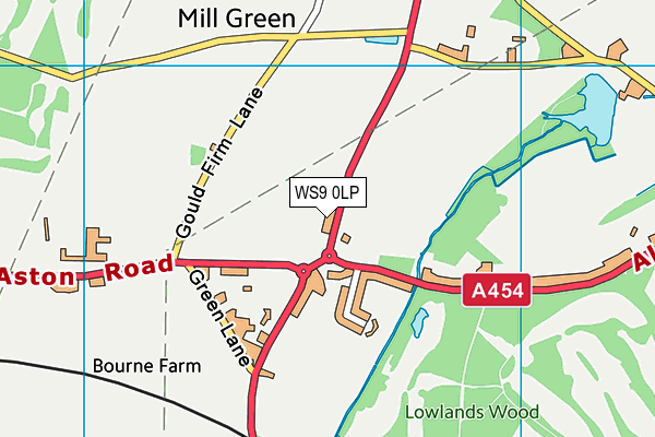 WS9 0LP map - OS VectorMap District (Ordnance Survey)