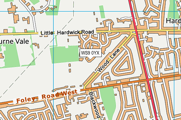 WS9 0YX map - OS VectorMap District (Ordnance Survey)