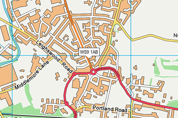 WS9 1AB map - OS VectorMap District (Ordnance Survey)