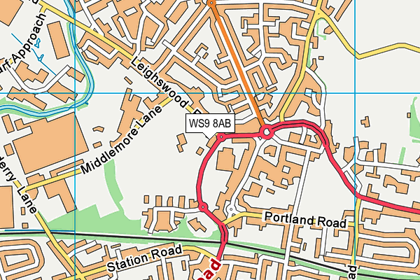 WS9 8AB map - OS VectorMap District (Ordnance Survey)