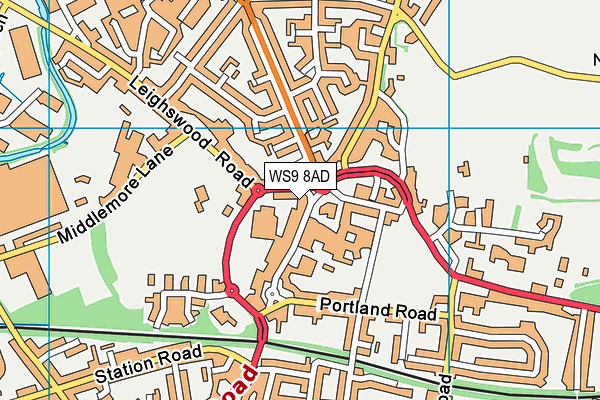 WS9 8AD map - OS VectorMap District (Ordnance Survey)