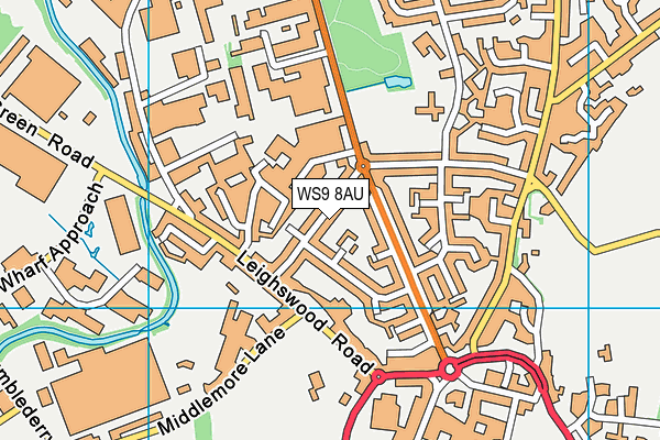 WS9 8AU map - OS VectorMap District (Ordnance Survey)