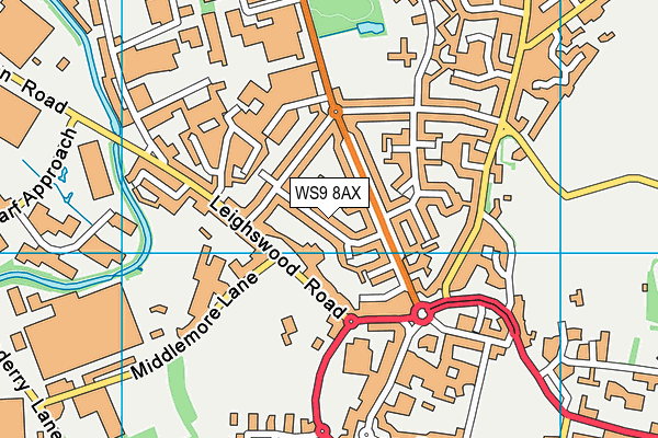 WS9 8AX map - OS VectorMap District (Ordnance Survey)