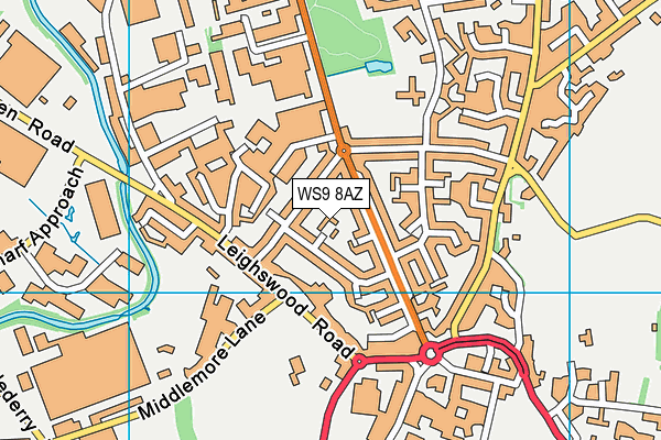 WS9 8AZ map - OS VectorMap District (Ordnance Survey)