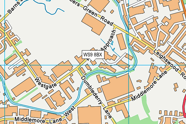 WS9 8BX map - OS VectorMap District (Ordnance Survey)