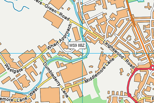 WS9 8BZ map - OS VectorMap District (Ordnance Survey)