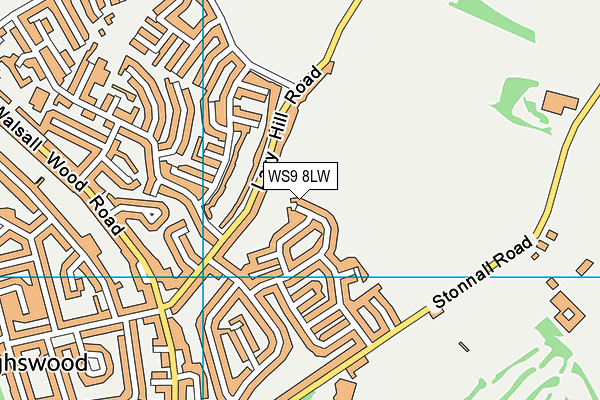 WS9 8LW map - OS VectorMap District (Ordnance Survey)
