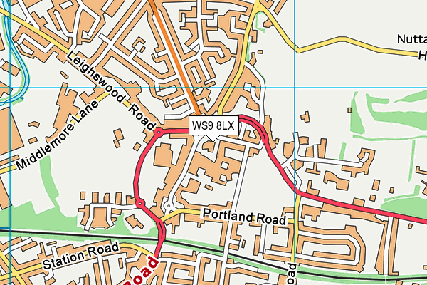 WS9 8LX map - OS VectorMap District (Ordnance Survey)